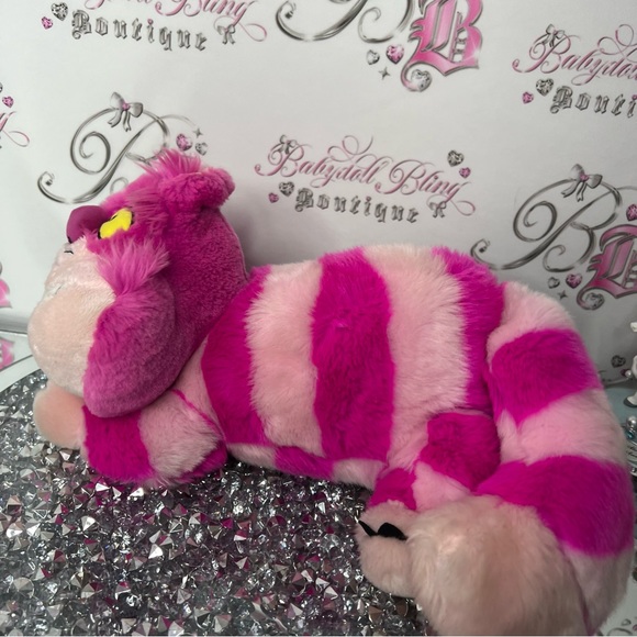 Cheshire Cat plush Disney stuffed animal Alice in wonderland cat neon pink smile - Picture 6 of 7